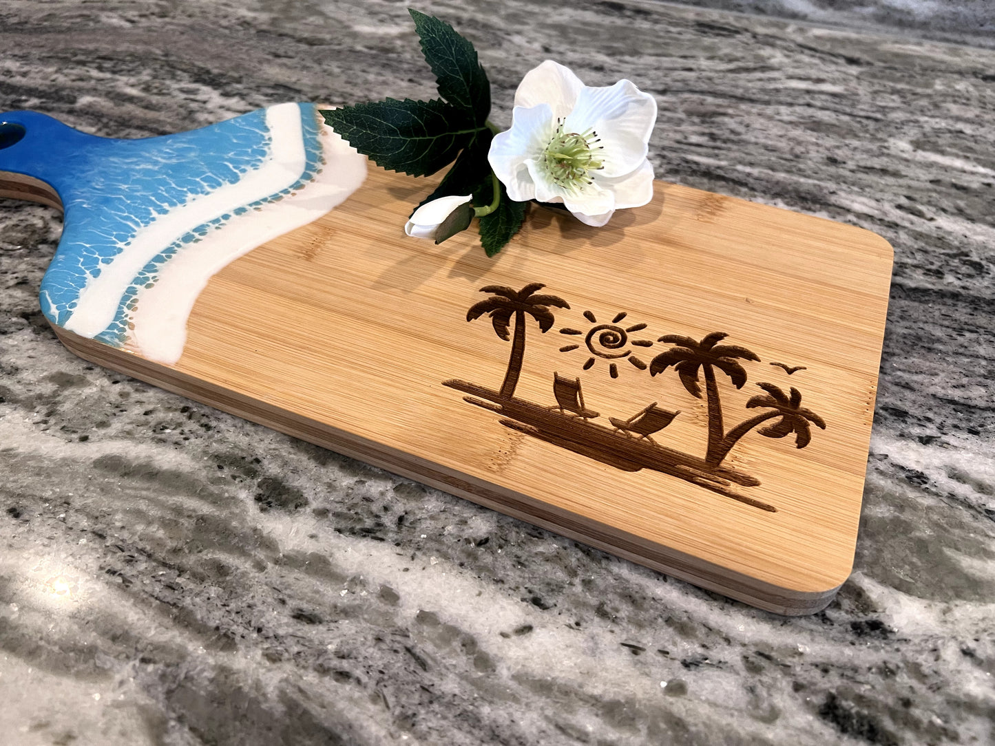 Beachy Ocean Bamboo Cutting Board