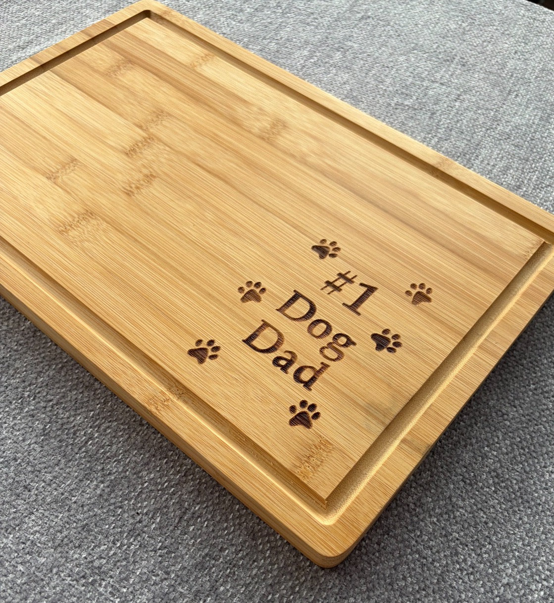 Laser engraved bamboo cutting board