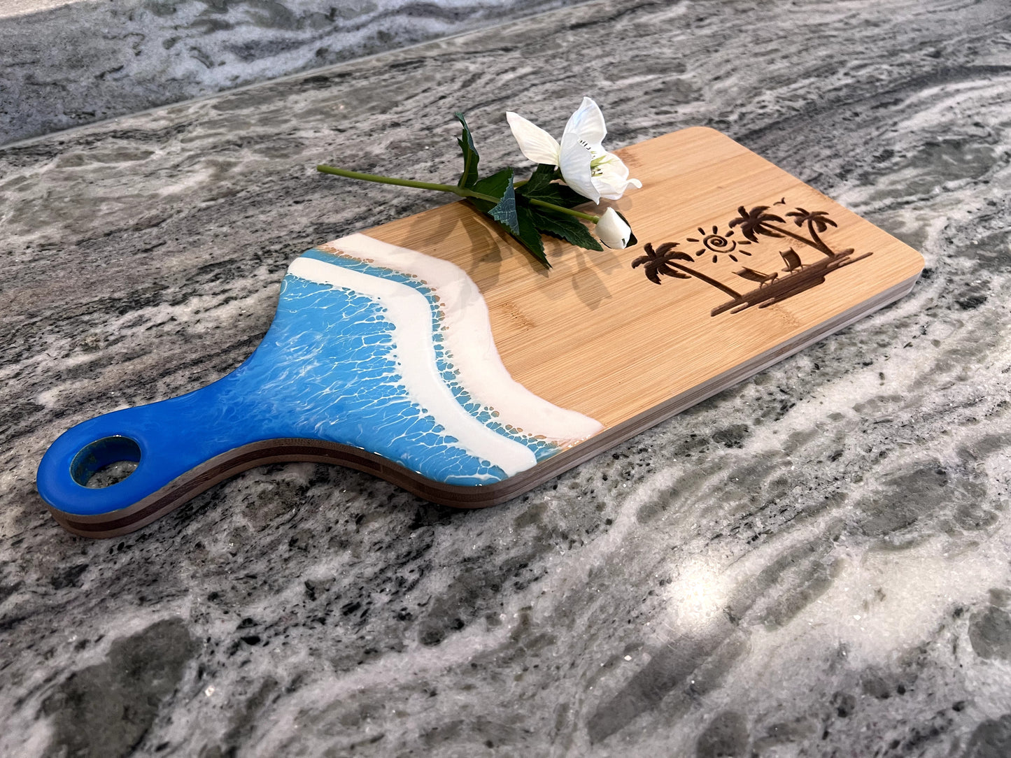 Beachy Ocean Bamboo Cutting Board