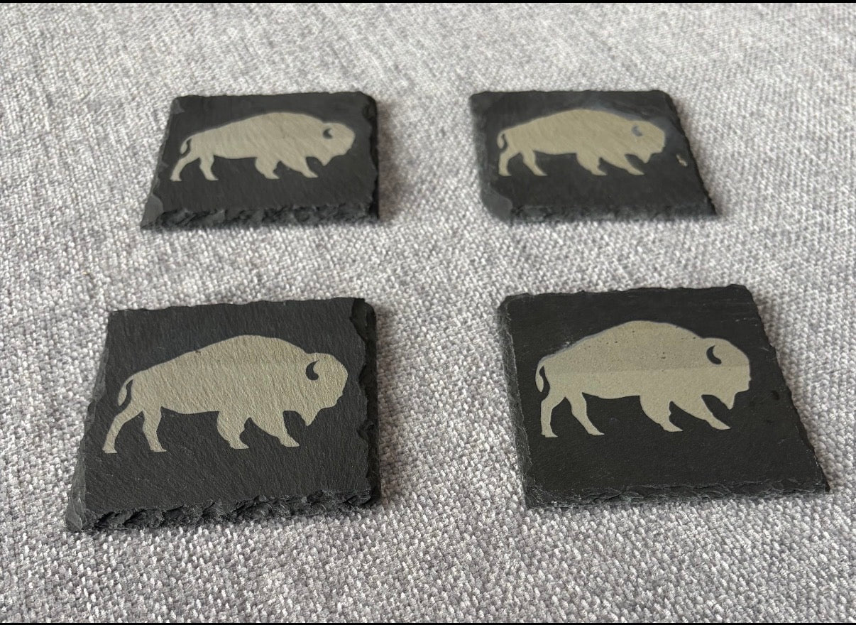 Laser engraved slate coasters