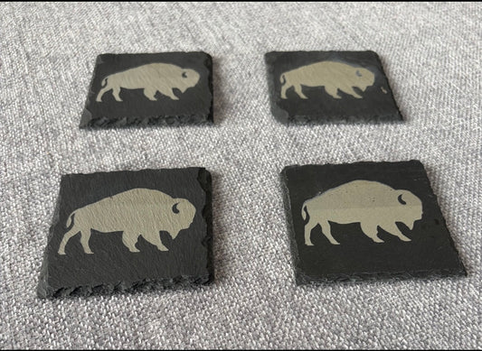Laser engraved slate coasters